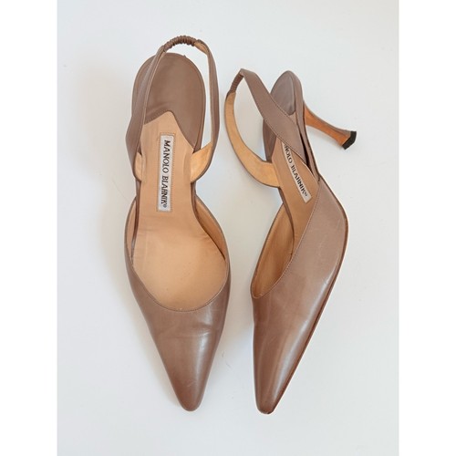 Manolo blahnik taupe - taupe, leather
