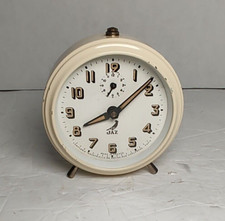 Vintage French Jaz, wind up mechanical alarm clock, Cream Coloured, French retro