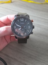 Fossil chronograph men's leather band.quartz,Analog Watch No Box 