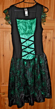 CLINTONS GREEN & BLACK HALOWEEN DRESS Small Ladies Size 8-10