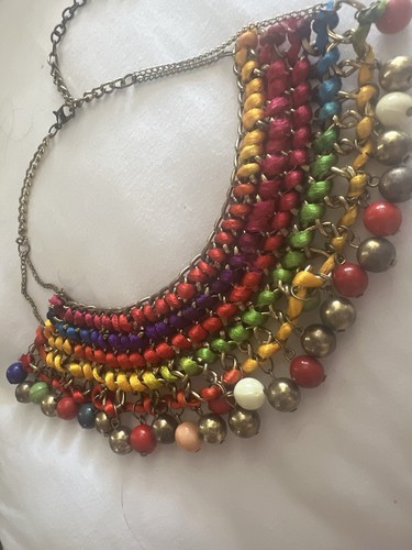 Multicolour beaded bib - beaded,