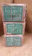Vintage Antique Baldwin Hinges 3" cast iron - New Old Stock -  Boxed - 12 Pairs