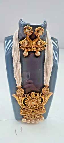 Antique gold finish pearl - gold, mala