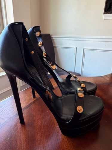 Versace black leather - versace, medusa