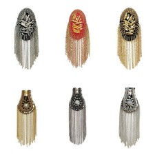 Rhinestone Shoulder Tassel Epaulet Long Chain Brooch  Clothing Accessories
