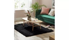Habitat plain black shaggy rug - plain,