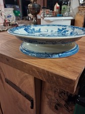 Vintage Willow Pattern Footed Cake Stand, Cheese Stand, pedest