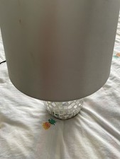 Table Lamp Bedside Light Natural Linen Shade Grey Mirrored