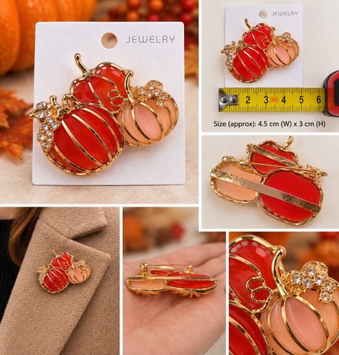 Pumpkin brooch rhinestone - pumpkin,