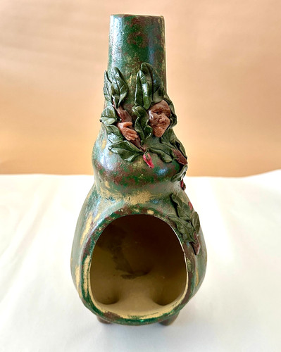 Whimsical clay chiminea - clay,