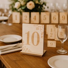 10pcs Wooden Table Numbers Rustic Table Signs with Base Holder Place Card Holder