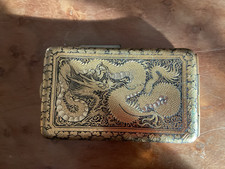 Japanese Damascene Inlaid Cigarette Case Meiji Period 4 By 2 Inches 