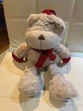 MAMAS & PAPAS WINTER CRUMBLE BEAR PLUSH CHRISTMAS BEAR RED SCARF HAT MITTENS 13”