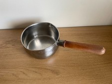 Prestige Stainless Steel Copper Bottom 14 cm Lipped Milk Pan with Wooden Handle