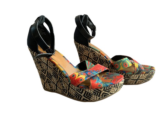 Mia cloth wedge sandals ankle - cloth,