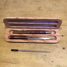 Contemporary Wooden Pen & Letter Opener Set In A Wooden Case Needs Ink Cartridge