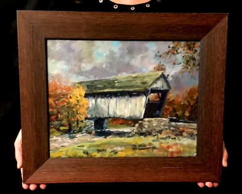 Covered bridge original oil - original,