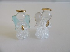 Two mini glass angels with gold halos