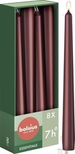 Bolsius Tapered Candles Unscented For Decoration 24.5CM Dark Red 8-Pack  7 Hours