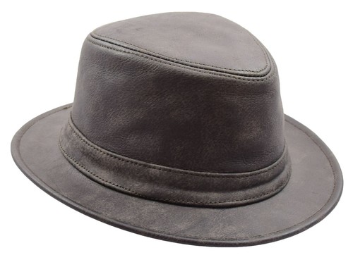 Genuine leather classic fedora - genuine,