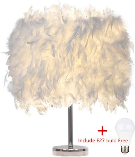 Feather lamp white table - lamp,white,