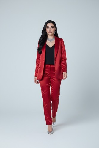 Women red satin - red, piece