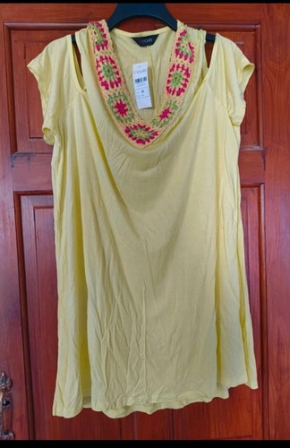 Ladies yellow tunic top with - yellow,