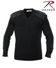 MILITARY BLACK V-NECK MENS