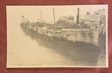 Royal Navy cruiser HMS VINDICTIVE at Ostend following the Zeebrugge raid. RP PC