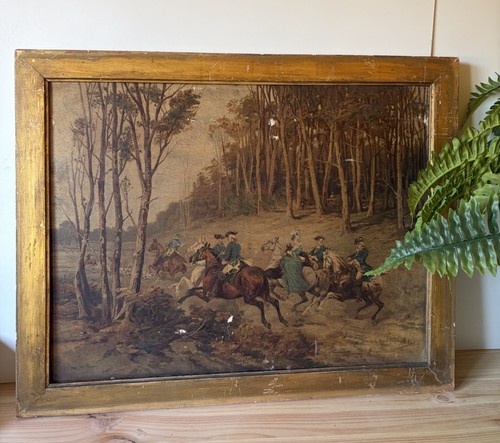 Distressed oil print - distressed, fox