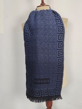 Versace genuine vintage patterned Black / Blue wool winter Scarf Scarves