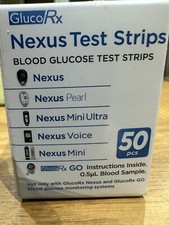 GlucoRx Nexus Test Strips Monitoring Blood Glucose X 50