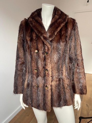Vintage brown muskrat fur - muskrat,