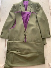 Gieves & Hawkes Bespoke 3 Piece Green Tweed Suit UNWORN Approx 42R