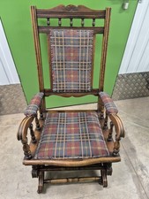 Late Victorian American rocking chair upholstered in tartan fabric