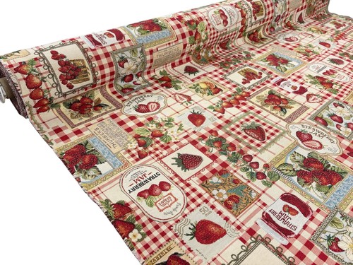 Strawberry jam fabric - strawberry, red