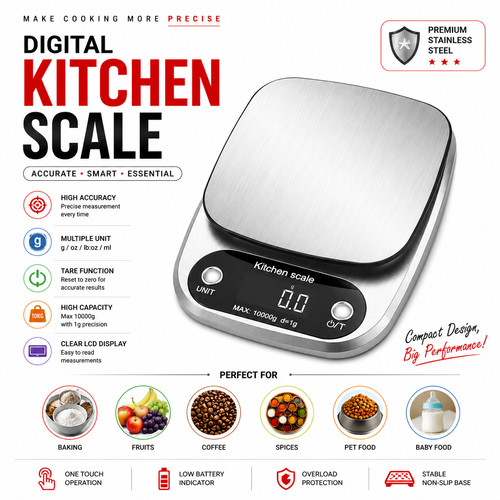 10kg kitchen scales digital - 10kg,