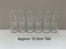 Small Clear Glass Milk Bottles x 6