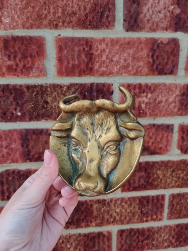 Vintage solid brass bull's