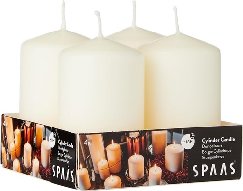 Spaas pillar candles white - 4x,