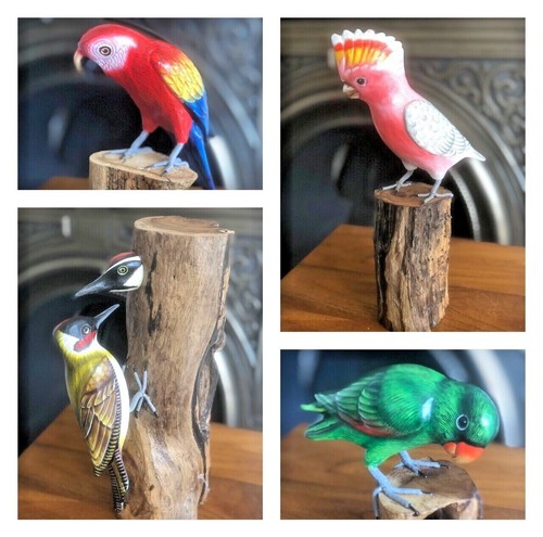 Wooden bird carving painted - bird,