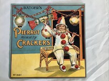 Batger’s Christmas Cracker Label “Pierrot Musical Toy Crackers” Genuine Vintage