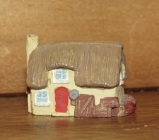 Ornate Vintage Hand Painted Pewter Thimble - Thatched Cottage - Free Postage UK