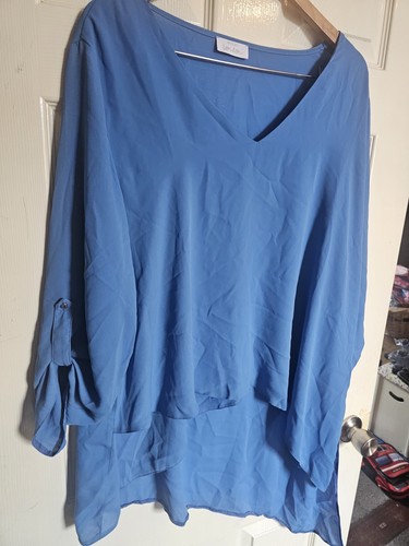 Blue chiffon waterfall top - blue,