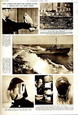 Original Old Vintage Print 1951 Fireman Helmet Cockatoo Westminster Navy Boat