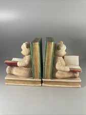 Vintage Porcelain Teddy Bear Book Ends Nursery Play Room Bookends 70s
