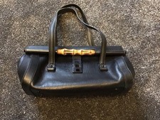 Gucci Bullet Bamboo Black Full Leather Bag Vintage