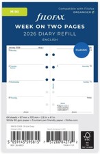 Filofax 2026 Mini size Diary Week On Two Pages Refill Insert 26-68121
