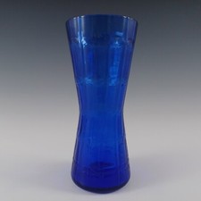 Alsterfors #AV422 Swedish / Scandinavian Blue Glass Retro Vase