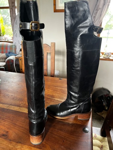 Ladies dune long leather boots - leather,
